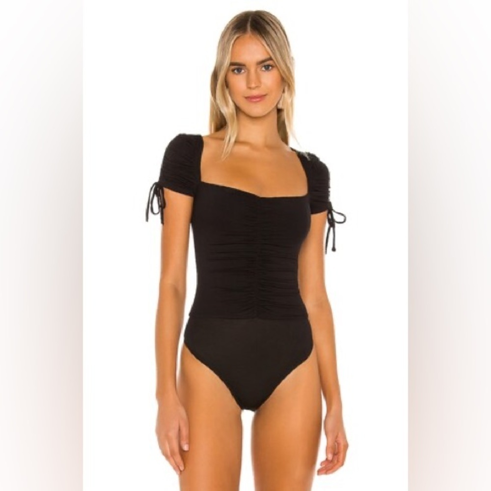 Lovers and Friends Jupiter Black Ruched Bodysuit size Small - Picture 3 of 10